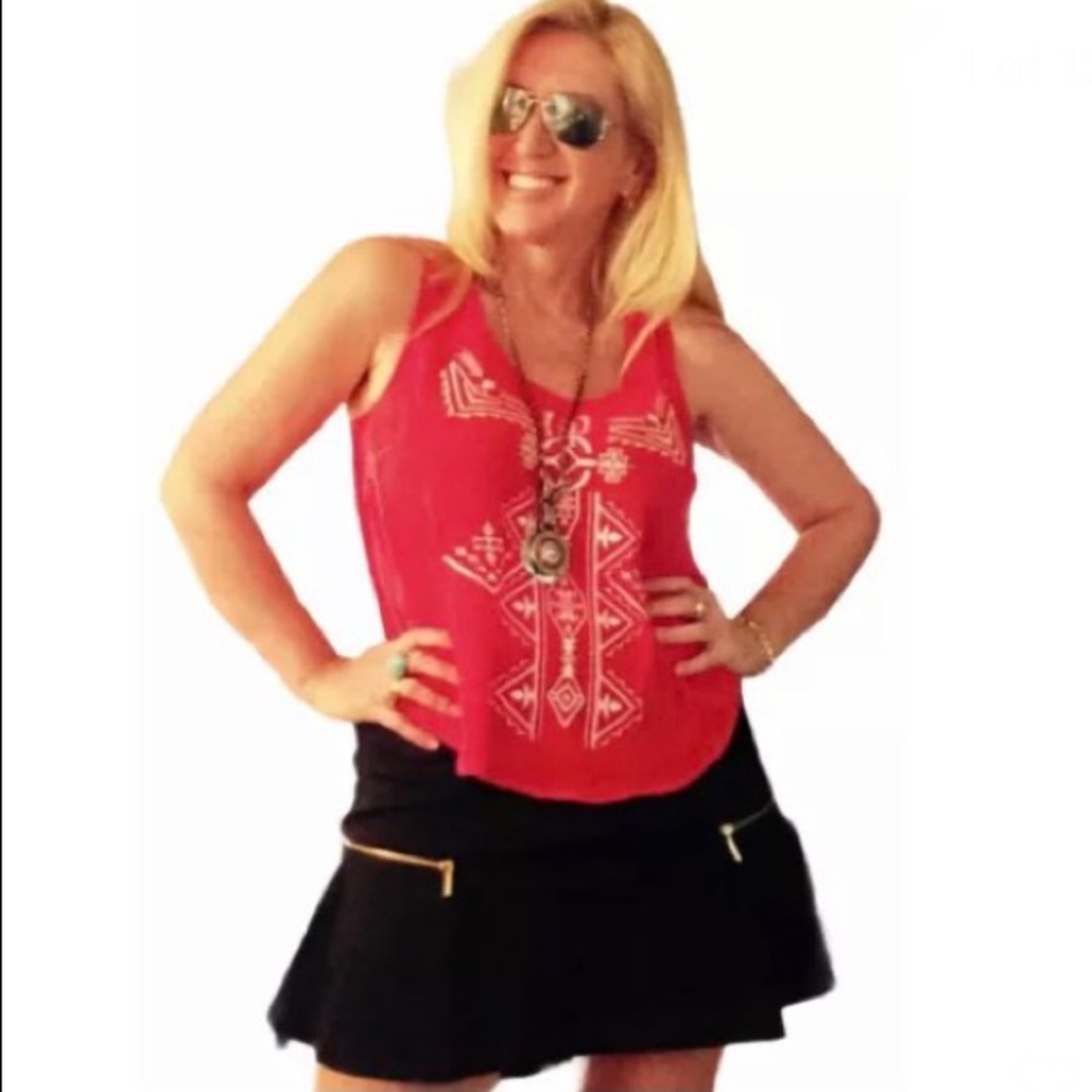 Forever 21 Indian Crepe Split Back Tank Top Sz M